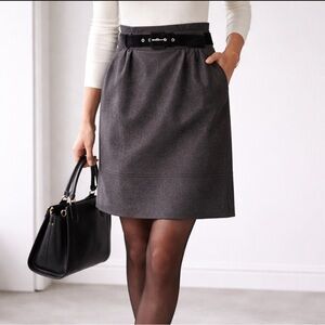 Worthington Wool Blend Belted Skirt Size 6 Gray Workwear A-Line